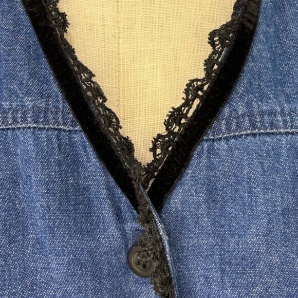 Elisabeth Size 18 Denim Dress Vintage Maxi Long Sleeve Western Prairie Modest - Picture 4 of 14